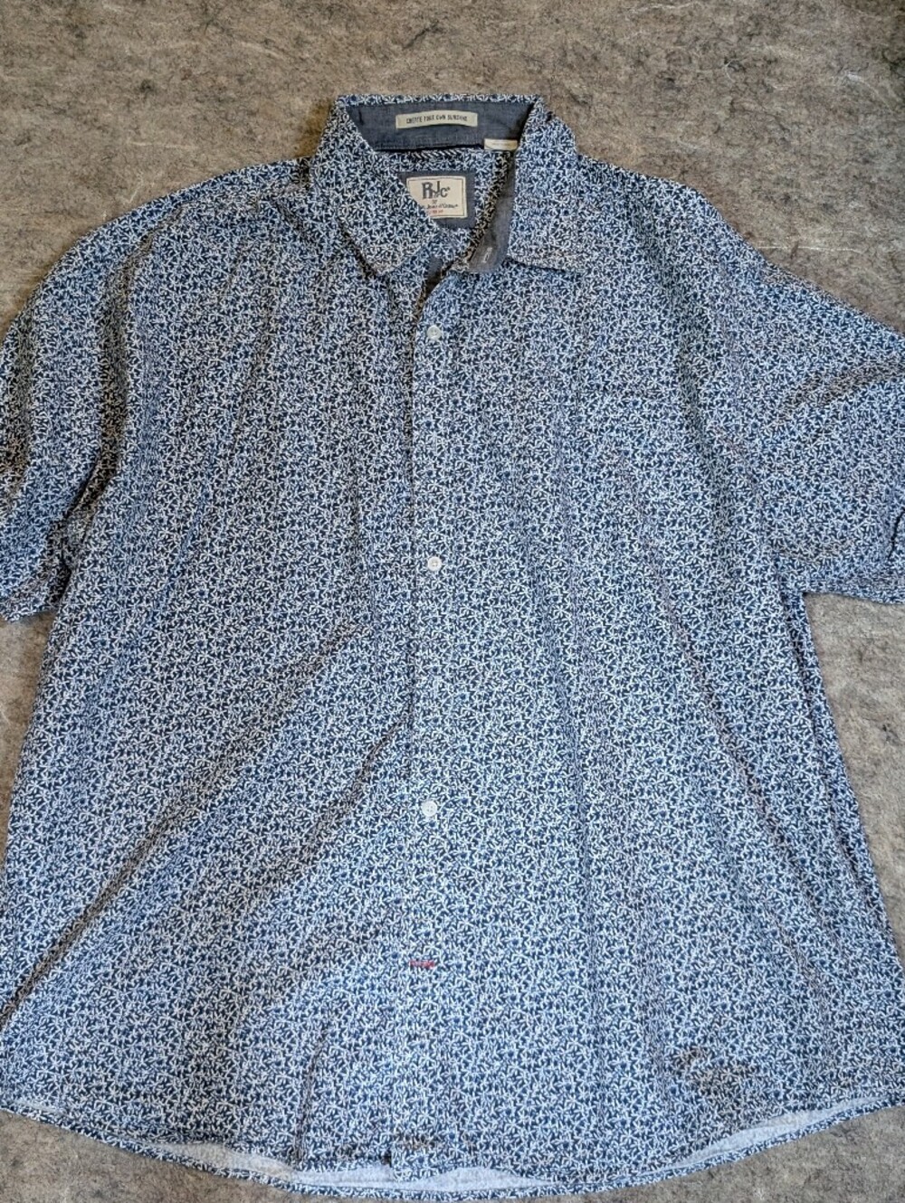 Men's 2Xl Blue Floral Button-Up Shirt By R J & C